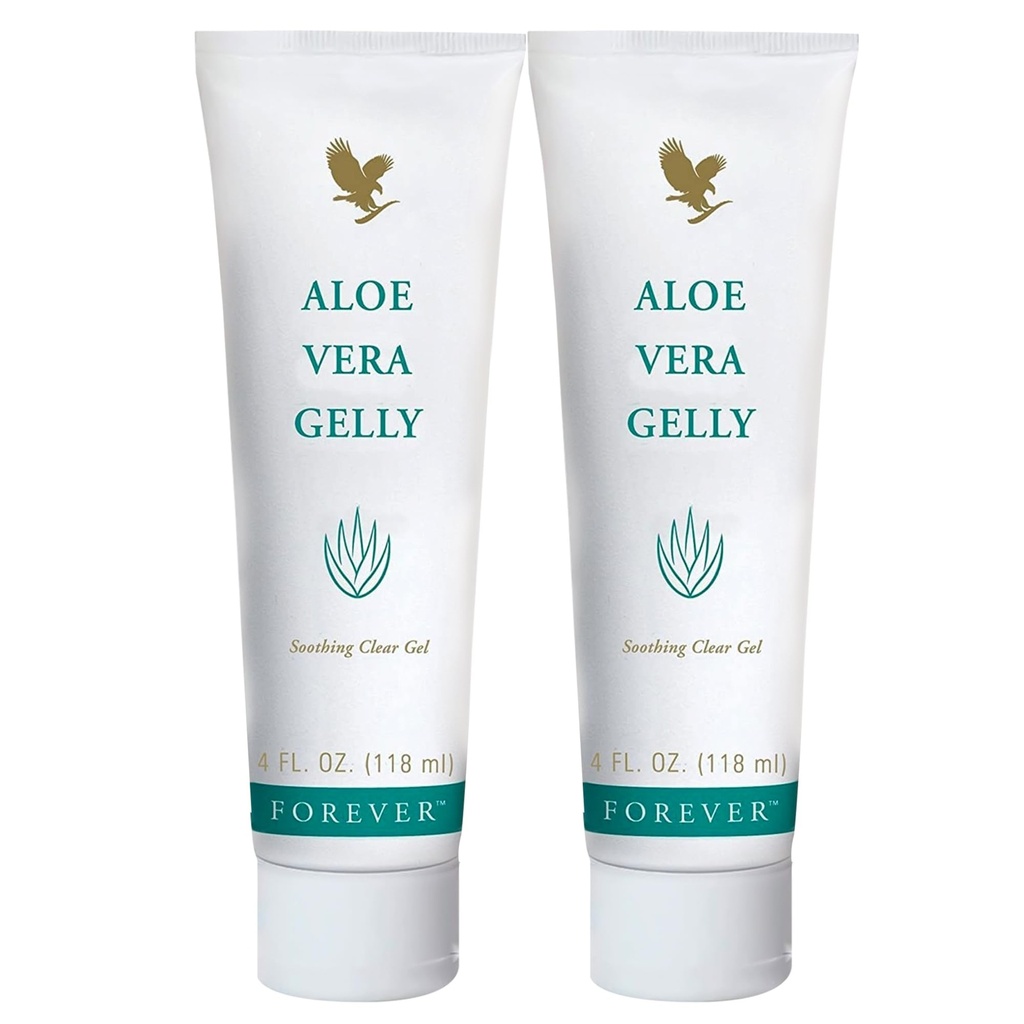 Viver para sempre - Aloe Vera Gelly - Gel puro Aloe para acalmar, hidratar e condição - Vegan e sem glúten - 4 fl oz (Pacote de 2)