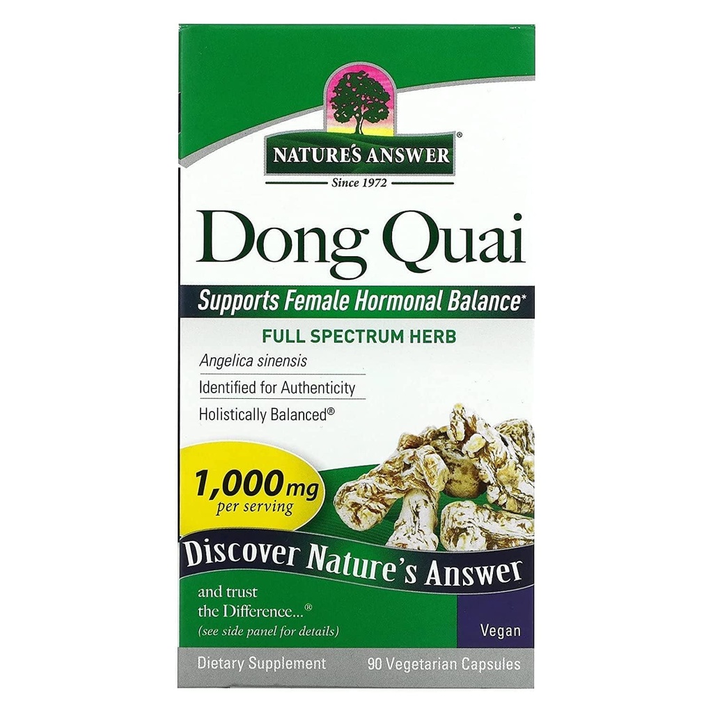 Resposta da natureza Dong Quai Root 1000mg Suplemento dietético □ Suporta equilíbrio de hormônios femininos □ Não-GMO, Vegan, Kosher Certified & Gluten-Free
