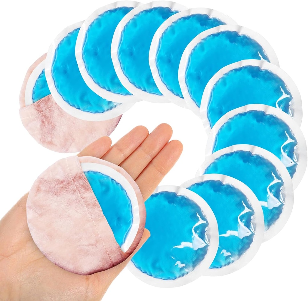 Pequenos pacotes redondos de gelo para lesões, 12 pacotes macios Cosméticos pacotes de gelo para rosto, Reutilizável Hot Gel Pack Circular Cold Compress com 2 Envoltório para alívio da dor, Toothaches, Cirurgia da mama, Dentes Sabedoria