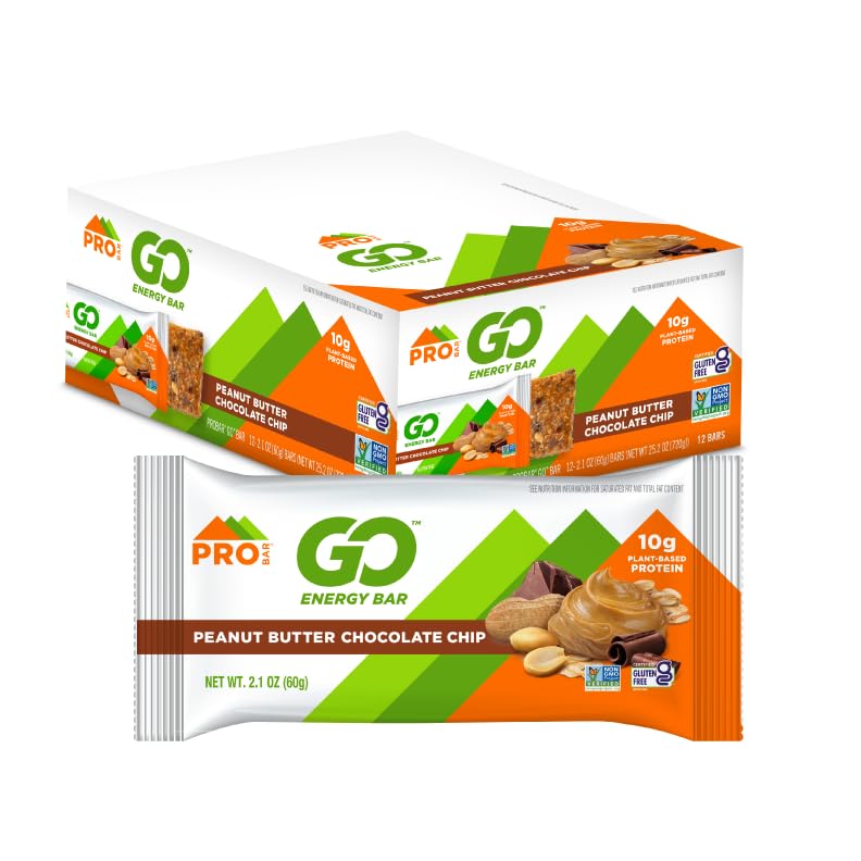 PROBAR - GO Energy Bars - Peanut Butter Chocolate Chip - Gluten-Free, Non-GMO, Whole-Food Ingredient Snack Bars (12 Conde)