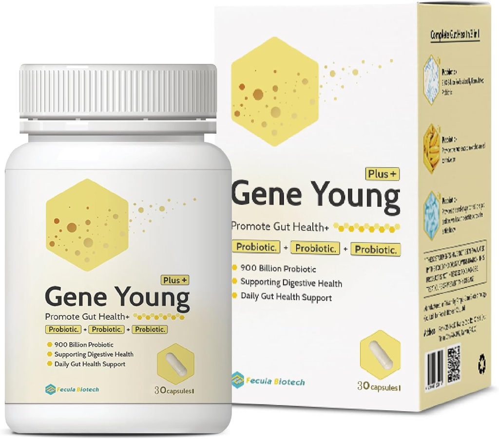 Sinbiótico para a saúde do intestino 3-em-1 diária Prebiótico, Probiótico, Postbiótico para a saúde digestiva, Bloat e Imune Suporte 30 cápsulas