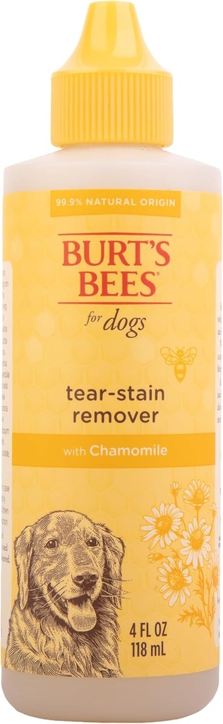 Burt's Bees for Pets Tear Stain Remover para cães com camomila, 99,9% Fórmulas de origem natural, Dog Tear Stain Remover, Dog Eye Cleaner 4 oz
