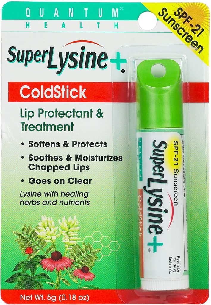 Quantum Super Lysine e Cold Stick tubo protetor de lábios e tratamento de feridas frias - 0,18 oz