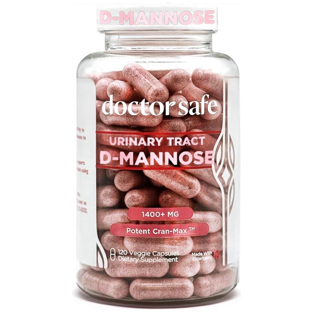 Cranberry Supplement, D-Mannose Cápsulas feitas com concentrado de frutas inteiras Cranberry, suporte natural para ação rápida para ajudar a limpar e proteger o trato urinário* (120 Conde)