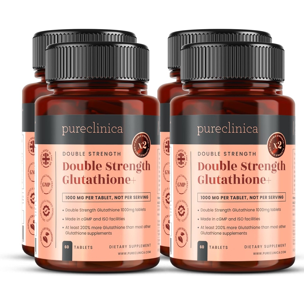 Glutationa 1000mg x 240 Comprimidos (4 frascos de 60)- w/500mg Glutationa, 300mg ALA e 200mg VIT C por comprimido