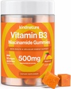 kindnature Vitamina B3 Gummies de Niacin - Flush Free Niacinamida 500mg Suplemento - Vegan, Não-GMO, Baixa-Caloria, Sem Glúten, Soy-Fee, 3o Partido Lab testado - 1 mês de fornecimento, 90 chicletes mastigáveis