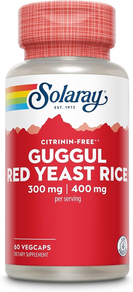 SOLARAY Guggul Gum Extract & Red Yeast Rice Suporte de função cardiovascular saudável