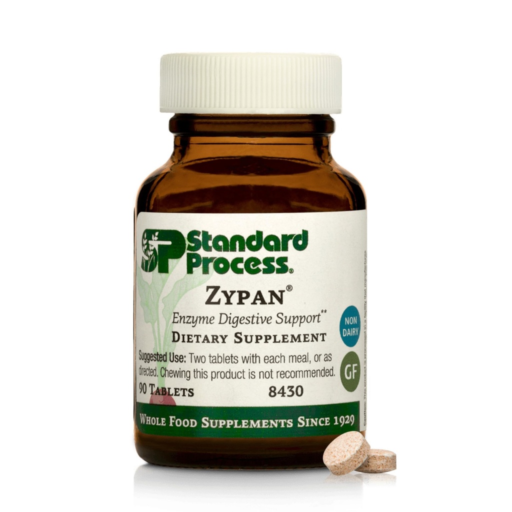 Processo padrão Zypan - Suplemento de apoio à saúde digestiva - Suplemento HCI com pancreatina, cloreto de betaína e pepsina - Suporte de digestão de macronutrientes - 90 comprimidos