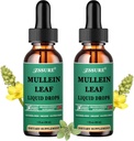 (2 Pack) Mullein Drops para Pulmões - Mullein Leaf Extract - Made in UK - Tintura Suporte Saúde Respiratória, Detox Pulmão, Limpeza Bronquial -Liquid Drops 5X mais forte do que Mullein chá, pílulas
