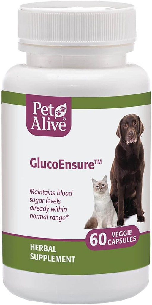 PetAlive GlucoAssegura - Todos os suplementos de ervas naturais para manter níveis de açúcar no sangue (Glucose) já na faixa normal em animais de estimação