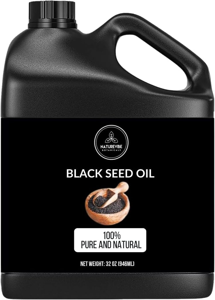 Naturevibe Botanicals Premium Black Cumin Seed Oil, 32 onças óleo de Kalonji, 100% Virgin First Press Nigella Sativa para suporte imune , Omega 3 6 9 , não refinado , AIDS Digestão , alta timoquinona