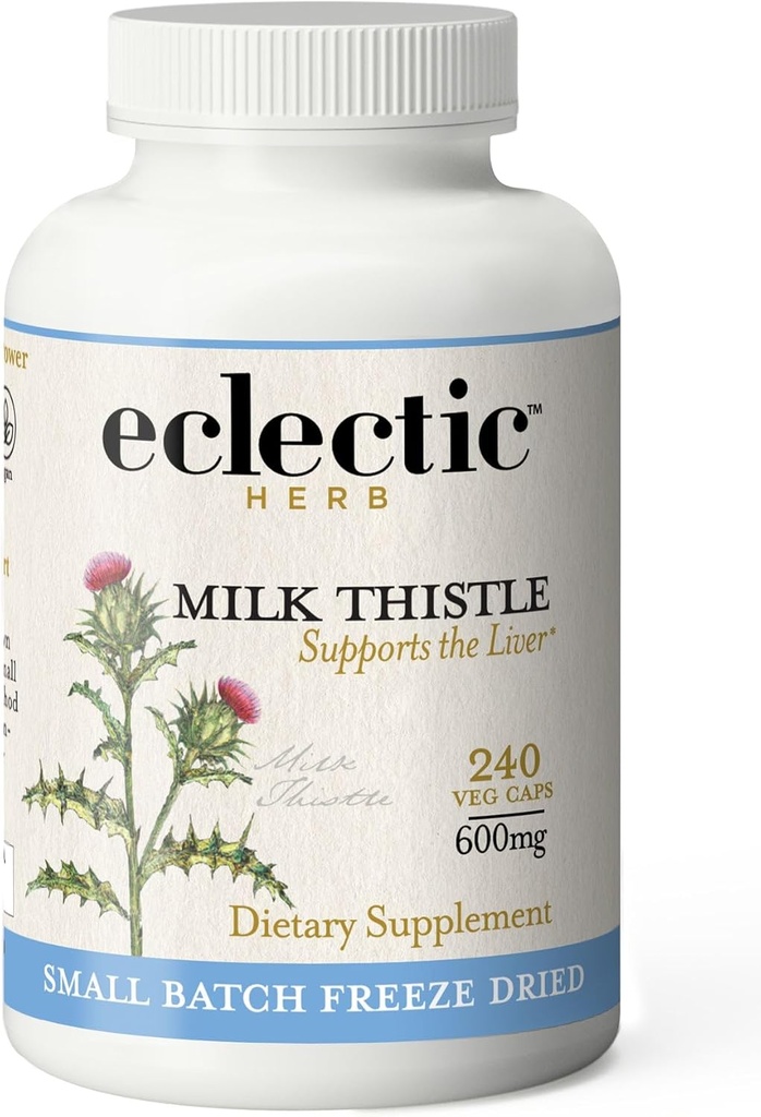 Instituto Eclético Raw Freeze-Dried Non-GMO Milk Thistle com Silymarin para suporte ao fígado - Detox, Cleanse & Manter .