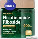 Nicotinamida lipossómica Riboside, NAD Suplemento para Antienvelhecimento, Energia, Foco, 900mg NAD+ Suplemento, Resveratrol & Quercetin, -50 fornecimento dia, 100 cápsulas