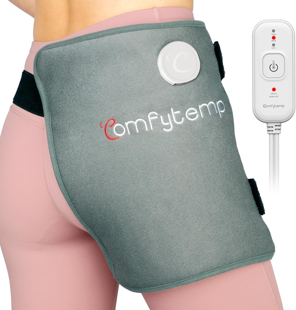 Comfytemp Hip Heating Pad para Hip Sciatica Pain Relief Hip Brace, presentes de aniversário de Natal para a mãe mulher mulher homens, inferior traseiro coxa elétrica FSA Elegível HSA heat Pad Quente Fisioterapia (S / M)