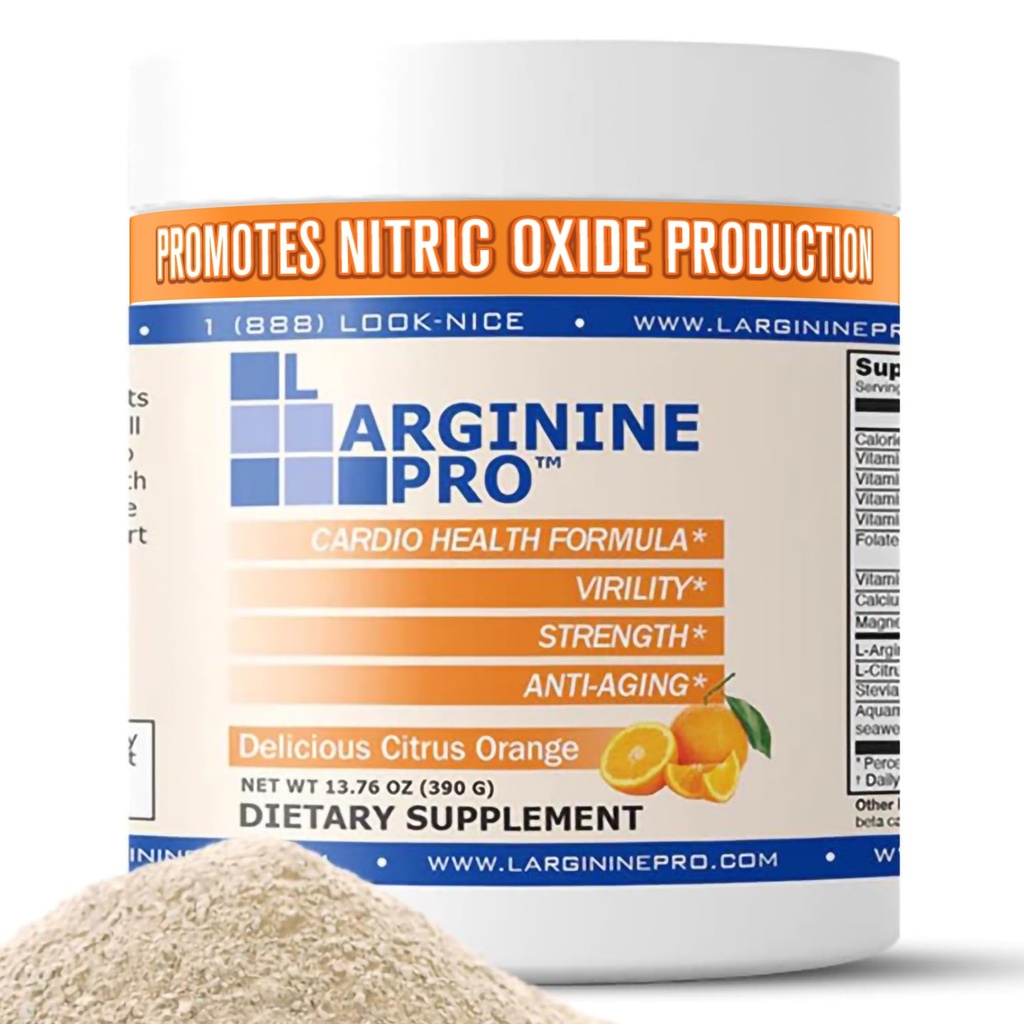 L-Arginina PRO □ 5,500mg L-Arginina Plus L-Citrulina 1,100mg Laranja em pó mistura suplemento para aumento da produção de óxido nítrico