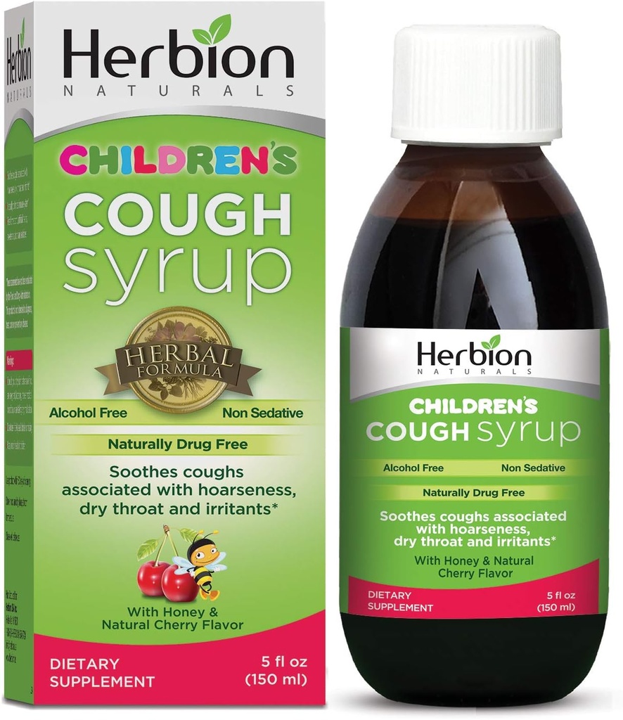 Herbion Naturals Tosse Xarope para Crianças - 5fl oz - Bom suplemento de degustação com mel natural e sabor cereja.