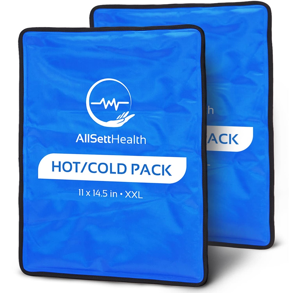 Pacotes de gelo reutilizáveis para lesões reutilizáveis □ 11" x 14.5" - 2 Pack XL □ Pacote quente e frio para alívio da dor nas costas, flexível quando congelado □ Compressão fria para dor nas costas, joelho e ombro
