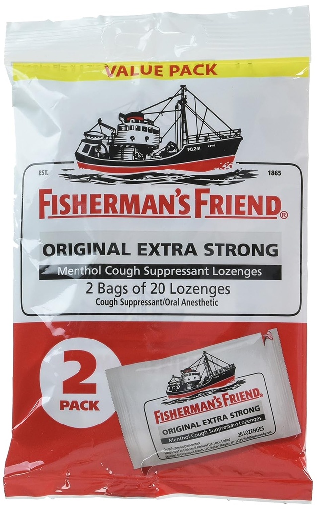 Amigo do Pescador Lozenges Original Extra Forte Supressor da Tosse, 20 Condes (Pacote de 2)