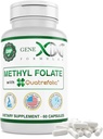 GENEX Folato de metilo com Quatrefolic® 1360 mcg DFE (60 Cápsulas) Forma bio-ativa de Folato - 5-Metiltetrahidrofolato de Vegan, Sem glúten, Não-GMO (fornecimento de 60 dias)