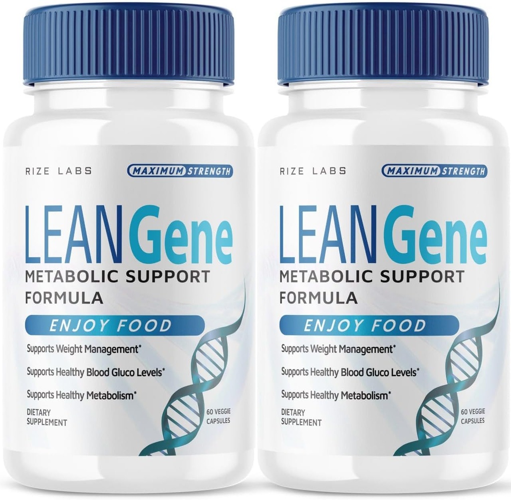 Rize labs Lean Gene Supplement, fórmula de suporte metabólico, Lean Gene para perda de peso avançada, Lean Gene Cápsulas de força máxima, LeanGenex All-Natural Pills (120 Cápsulas) (Pacote de 2)