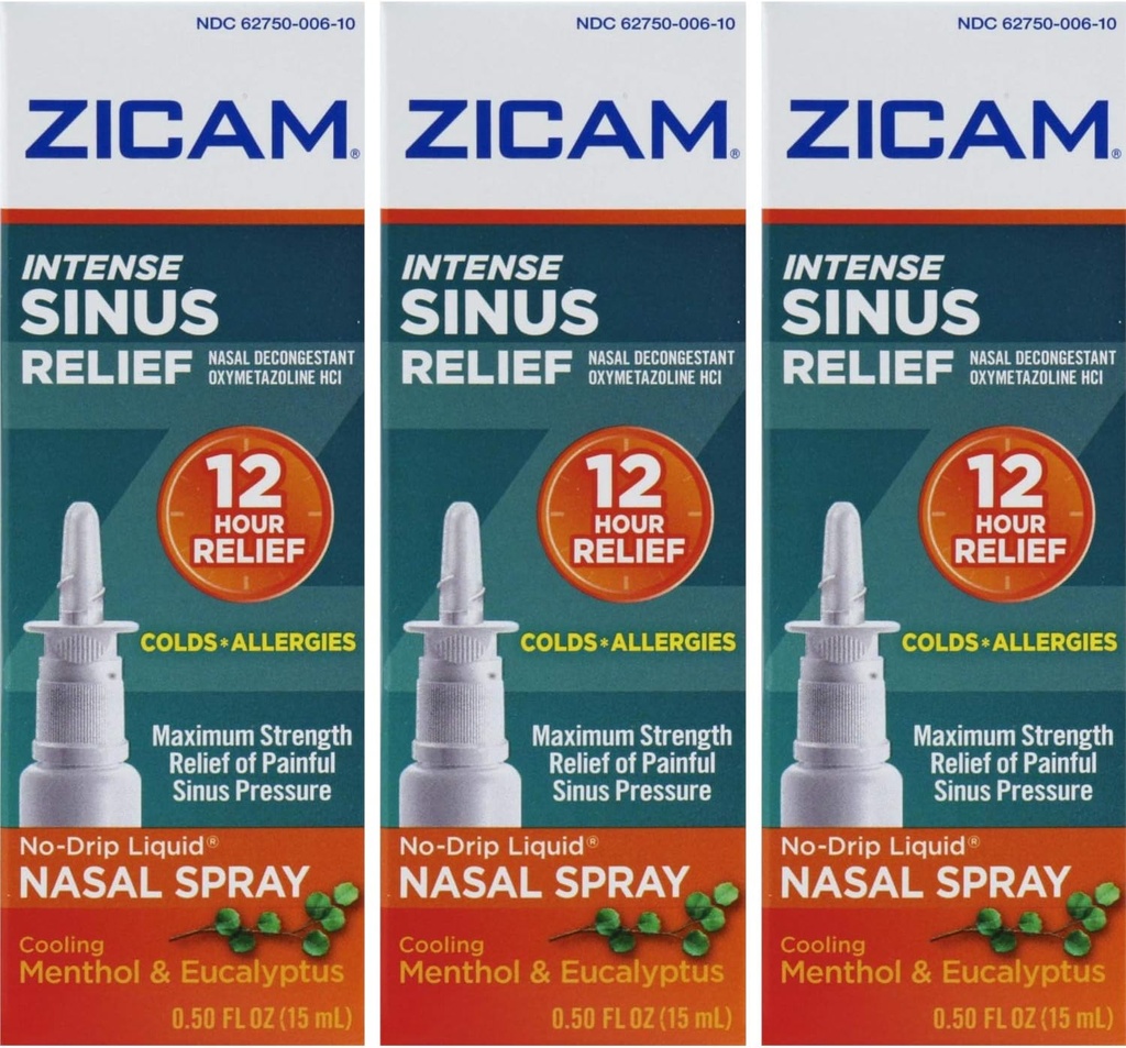 Zicam Intense Sinus Relief, Cooling Menthol & Eucalyptus Pump 0.5 fl oz (Quantidade de 3)
