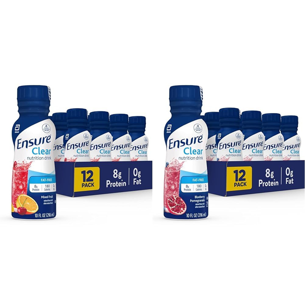 Garanta uma bebida nutritiva clara, 0g de gordura, 8g de proteína, frutas mistas e sabores de romã de mirtilo, 10 Fl Oz, pacote de 12