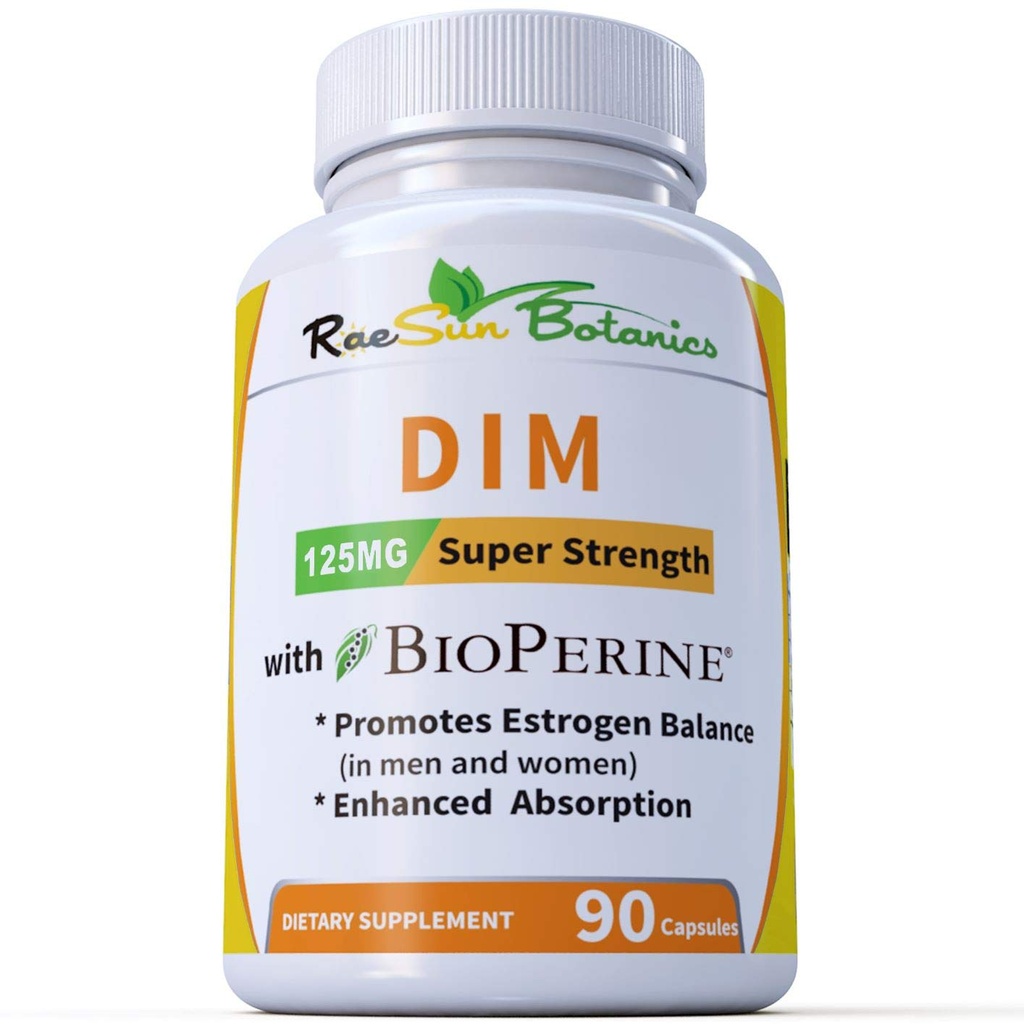 DIM Suplemento 125mg - DIM Diindolilmetano Plus BioPerine 90 dias de fornecimento de DIM para equilíbrio de estrogênio, equilíbrio de menopausa hormonal, suporte Acne, pele de cabelo e unhas