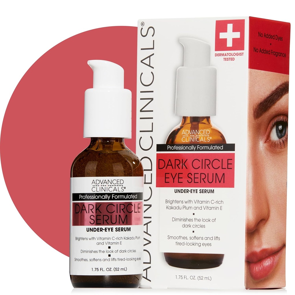 Clínica avançada Cafeína de círculo escuro sob soro ocular para rosto com Hidratante de Ácido Hialurônico + Peptídeos Ajuda a melhorar a aparência do olho Puffy e linhas finas, 1.75 Fl Oz