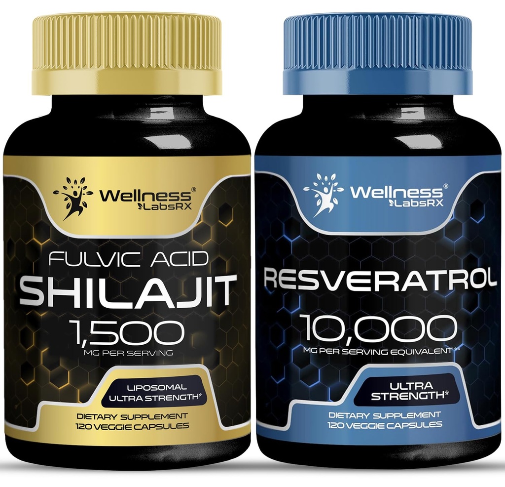 WELLNESS LABSRX Resveratrol Cápsulas com Shilajit Pure Himalayan Cápsulas