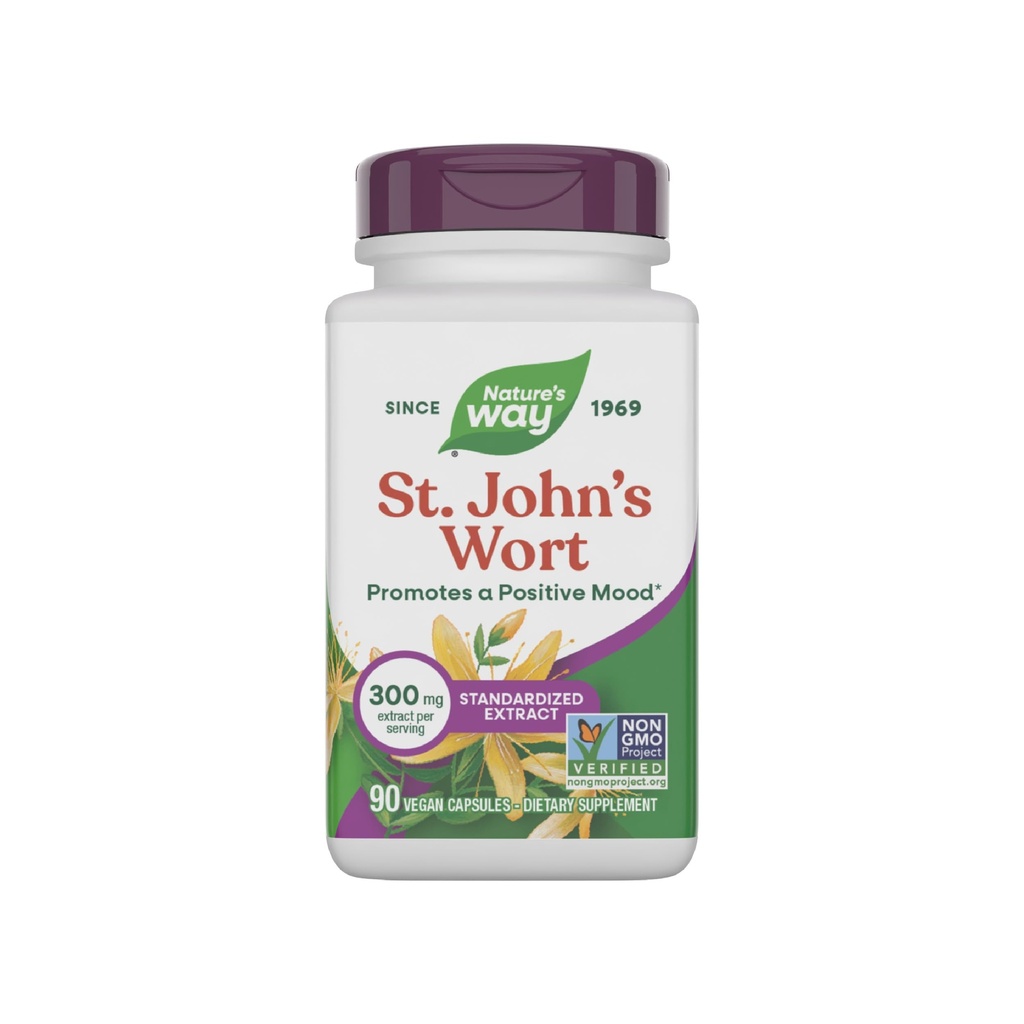 Nature's Way St. John's Wort Premium Extract Promove o Outlook Positivo* Não-GMO 90 Cápsulas