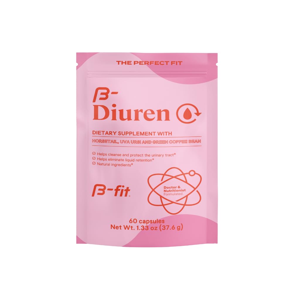 Diuren - Cápsulas Diuréticas com Cafeína, Rabo-de-Cavalo e Uva Ursi - 60 Cápsulas com Extractos Naturais - Horsetail Suplemento - Melhores Diuréticos para Retenção de Água