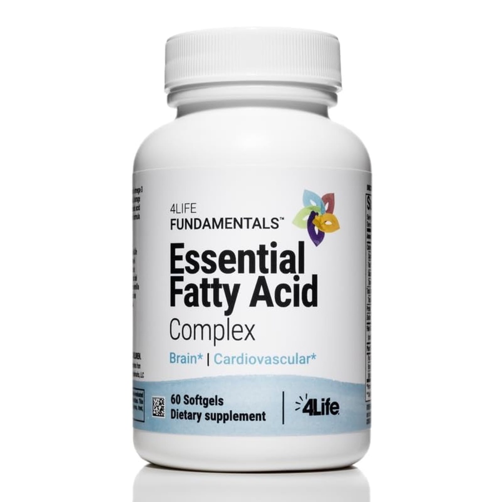 4Life Essential Fatty Acid Complex - Mistura de óleo de peixe Características Omega-3 e Omega-6, Inclui GLA e CLA - Suporte à circulação - 60 Softgels