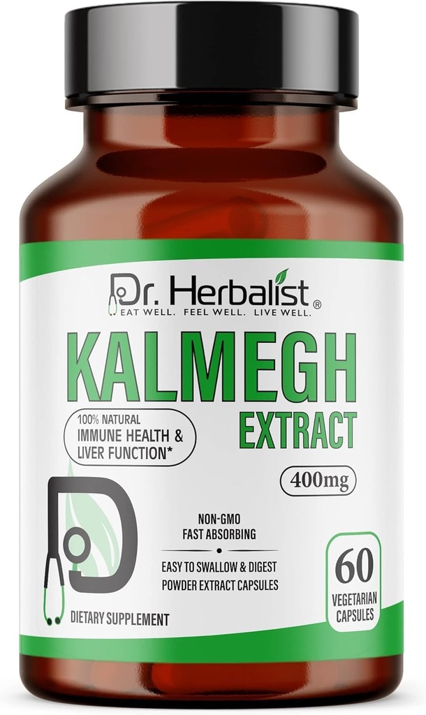 Dr. Herbalist Kalmegh Extract 400mg – 60 Cápsulas Vegan □ 10:1 Andrographis Paniculata Extract = 4.000mg Raw Herb Equivalente □ Premium Herbal Supplement □ Suporte diário baseado em plantas