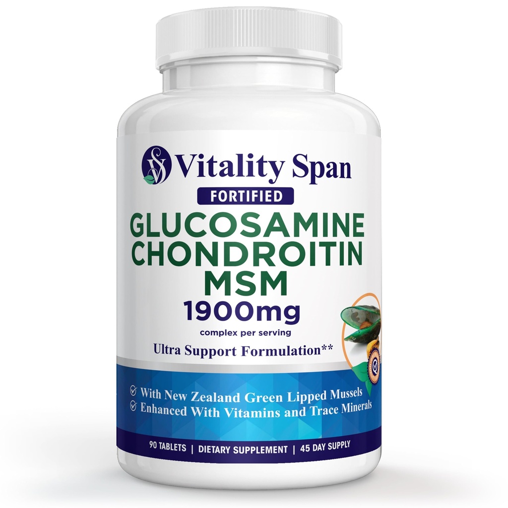 Glucosamina Condroitin Suporte Conjunto Avançado Força Tripla com Zinco e Cobre, Suplemento Conjunto para Homens e Mulheres para Cartilagem e Saúde Conjunta, Made in USA, 90 Veg Tablets