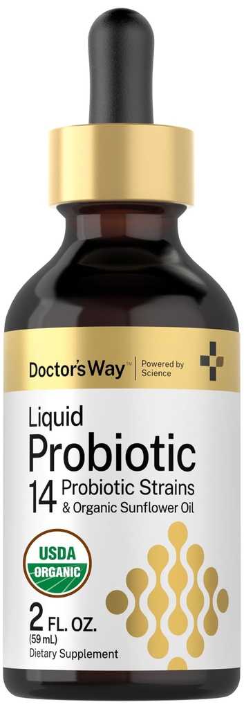 Probiótico Líquido do caminho do médico        , 2 fl oz , 14 Probiótico Strains com óleo de girassol orgânico , suplemento não-GMO