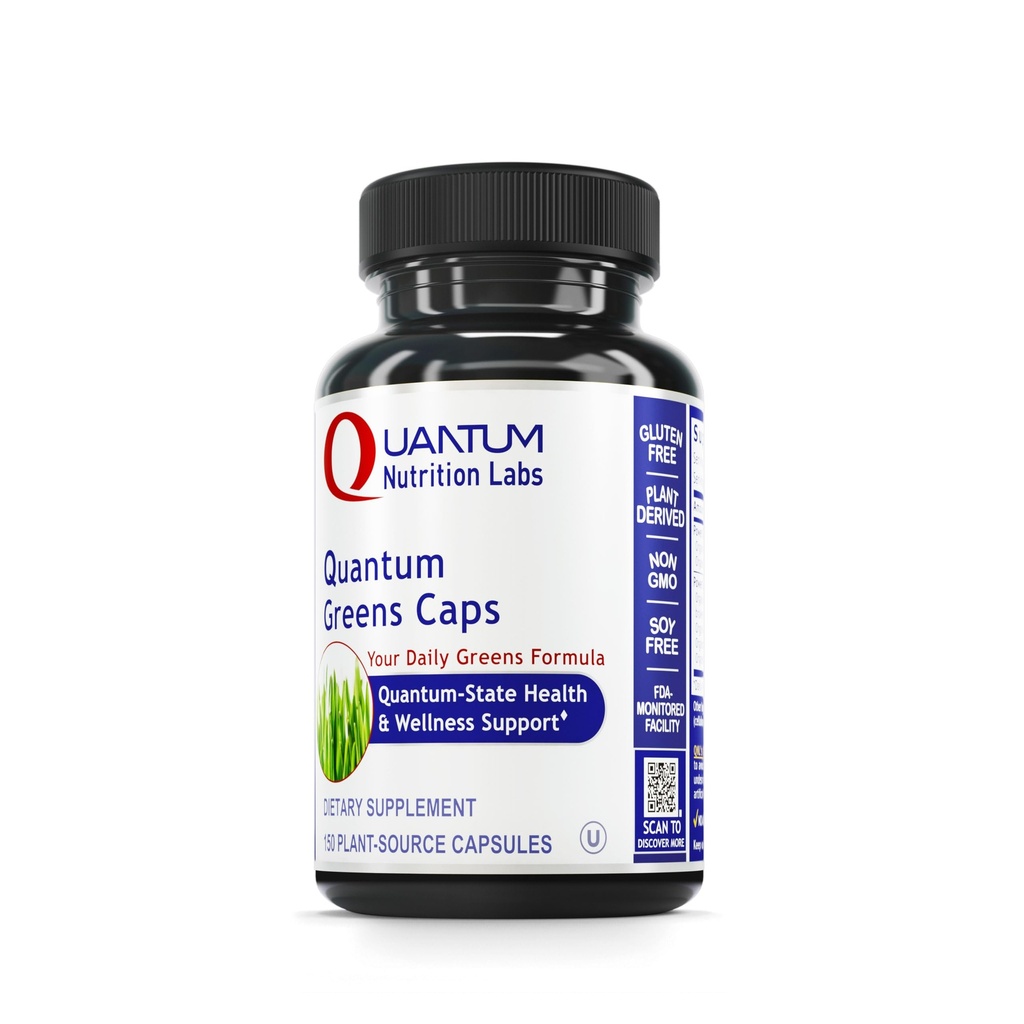 Quantum Nutrition Labs Greens Cápsulas - Cápsulas Super Verdes, Suplementos Verdes, Mistura de Superalimentos para Bem-Estar, Comprimidos Vegetais Orgânicos com Kale, Verdes Folha, Alfalfa - 150 Cápsulas Vegetarianas