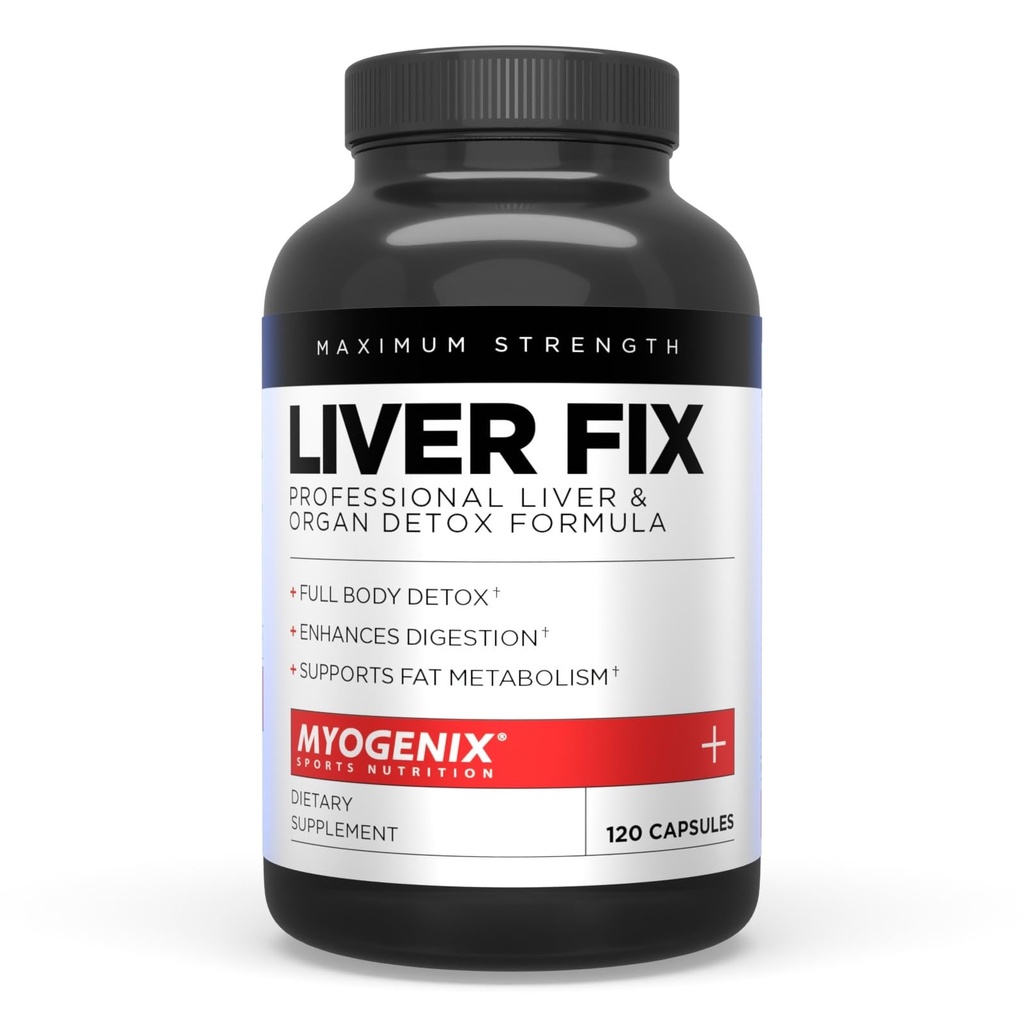 Myogenix Fígado Fix – Fígado Profissional & Fórmula de Detox de Órgão – Melhora a Digestão – Suporta o Metabolismo de Gordura – Fácil de Sufocar – Suplemento Dietário (120 Cápsulas)