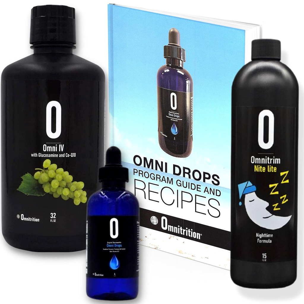 Programa Omni Drop Pacote de 3 Produtos - o "Começar Pacote" Inclui Omni Drops Diet Drops com Vitamina B12 - 4 Garrafa de Onça com Guia de Programa, Omni IV com Glucosamina, OmniTrim Nite Lite