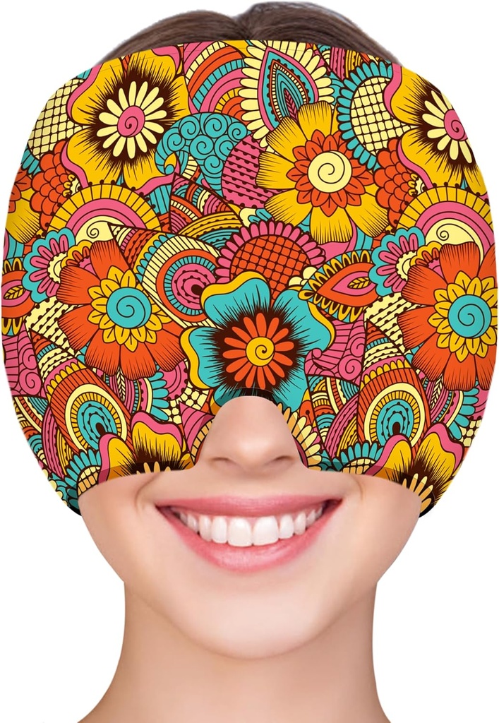 ZNÖCUETÖD Migraine Relief Cap Cefaleia Relief Cap Cold Cap Ice Hat para Enxaquecas Cefaleias Sinus Stress Tensão Cabeça Pacote de Gelo Enrolar Migraine Mascara de Ressaca Cap Ice Beanie quente / frio Compressão Mulheres