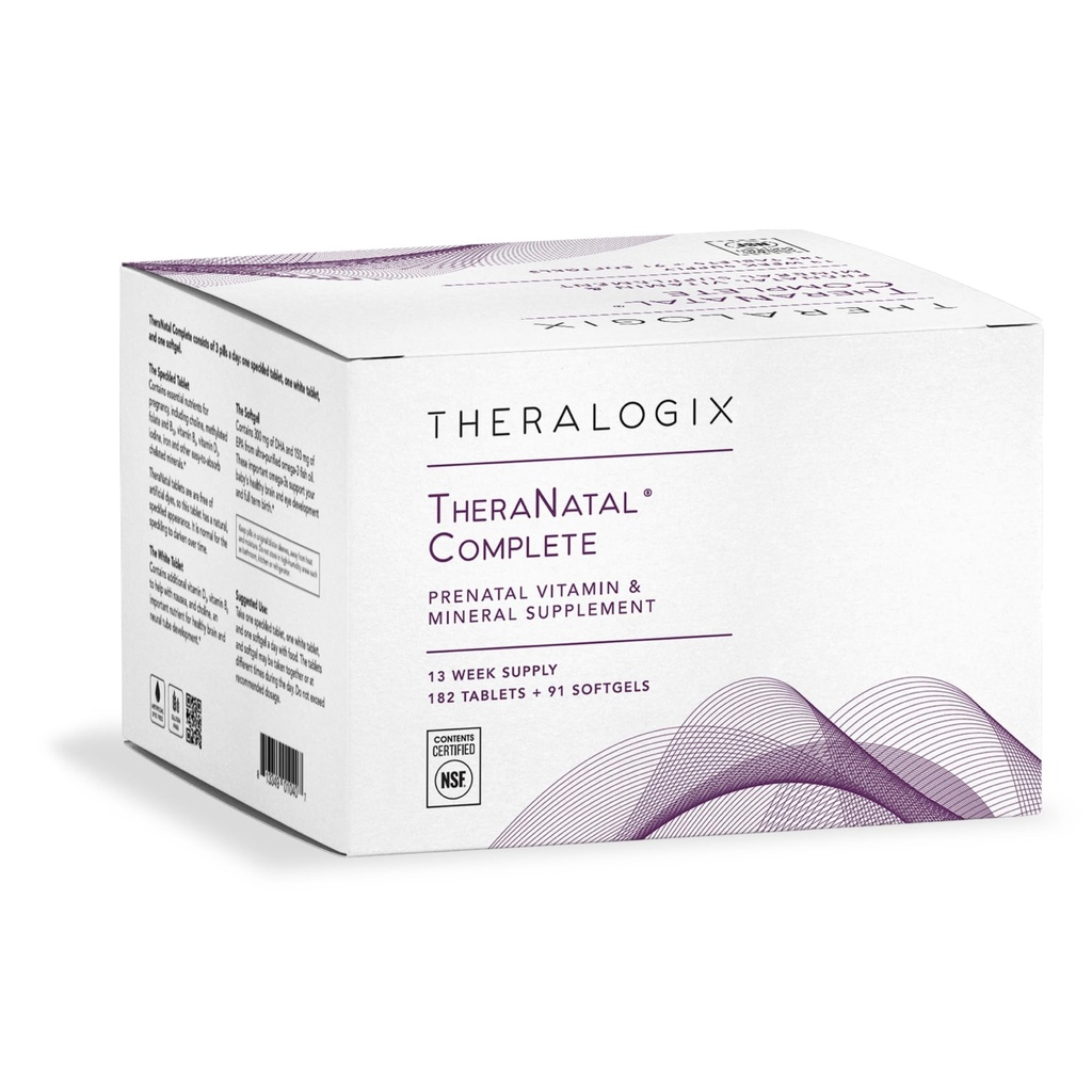 Teralogix TheraNatal Suplemento Vitamina Pré-natal completo - 91-Dia de Fornecimento - com DHA, Vitamina D3, Folato, Iodo, Colina, Ferro, Vitamina B6 & Mais - NSF Certified - 182 Tablets & 91 Softgels
