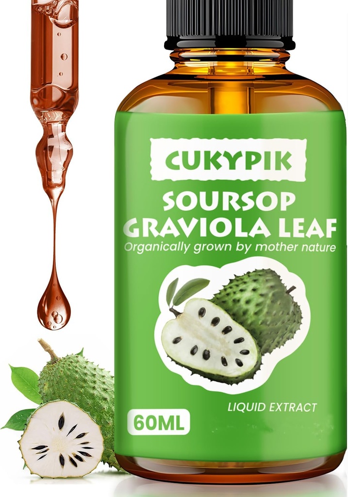 Suplementos Minerais Soursop Graviola Leaf Extract Liquid Drop Plus Pure Botanical for Cell Support, Zzz & Antioxidant - Soursop Bitters Liquid, 2-4 Month Supply, 2 Fl Oz