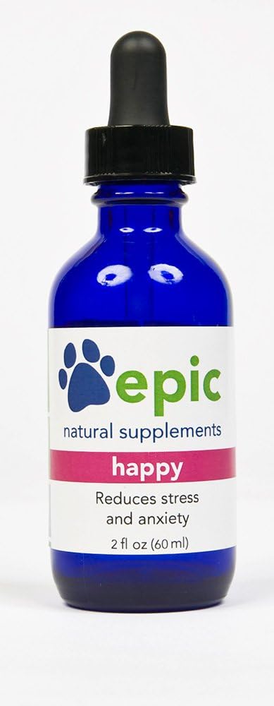 Happy - All Natural Liquid Spray Supplement - Facilita a Ansiedade de Separação, Ajuda com Vetos Visitas, Viagem, Arrumo, Perda de um Amigo (Dropper 2 onças)
