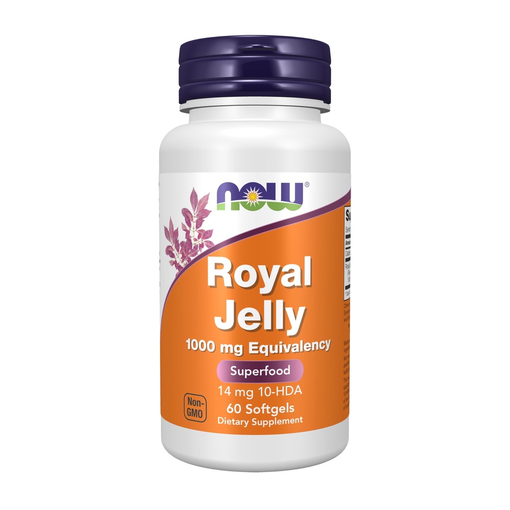 Now Alimentos Suplementos, Royal Jelly 1000 mg com 10-HDA (Hydroxy-D-Decenoic Acid), 60 Softgels