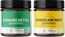 HERBAMAMA Stinging Nettle and Dandelion Kit - Pacote de 7500 mg Stinging Nettle Root & 2000 mg Dandelion Root Gummies - Vegan, Não-GMO, Gelatina-Free - 2 Pack