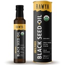RAWYA Black Seed Oil - Unfiltered - Full Spectrum - 8.4 fl oz - Organic Cold-Pressed, Nigella Sativa - USDA Organic - Suplemento Natural - Black Cumin Seed Oil - Strong Flavor & High Concentration - Garrafa de vidro