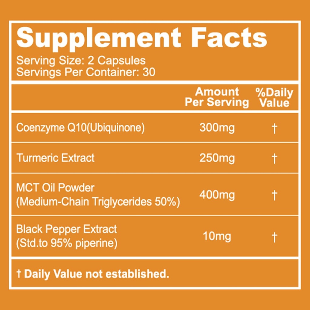 CoQ10 300mg Cápsulas, Vegan Supplement for Energy Production, Non-GMO, Gluten Free - 60 Veggie Cápsulas