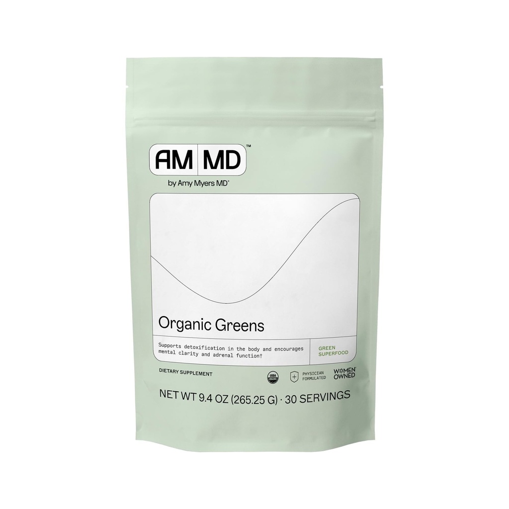 Amy Myers MD Organic Greens Powder - Suporta Energia & Gut Health - USDA Organic Superfood Mistura com espirulina, chlorela, grama de cevada - 270g (30 Servings)