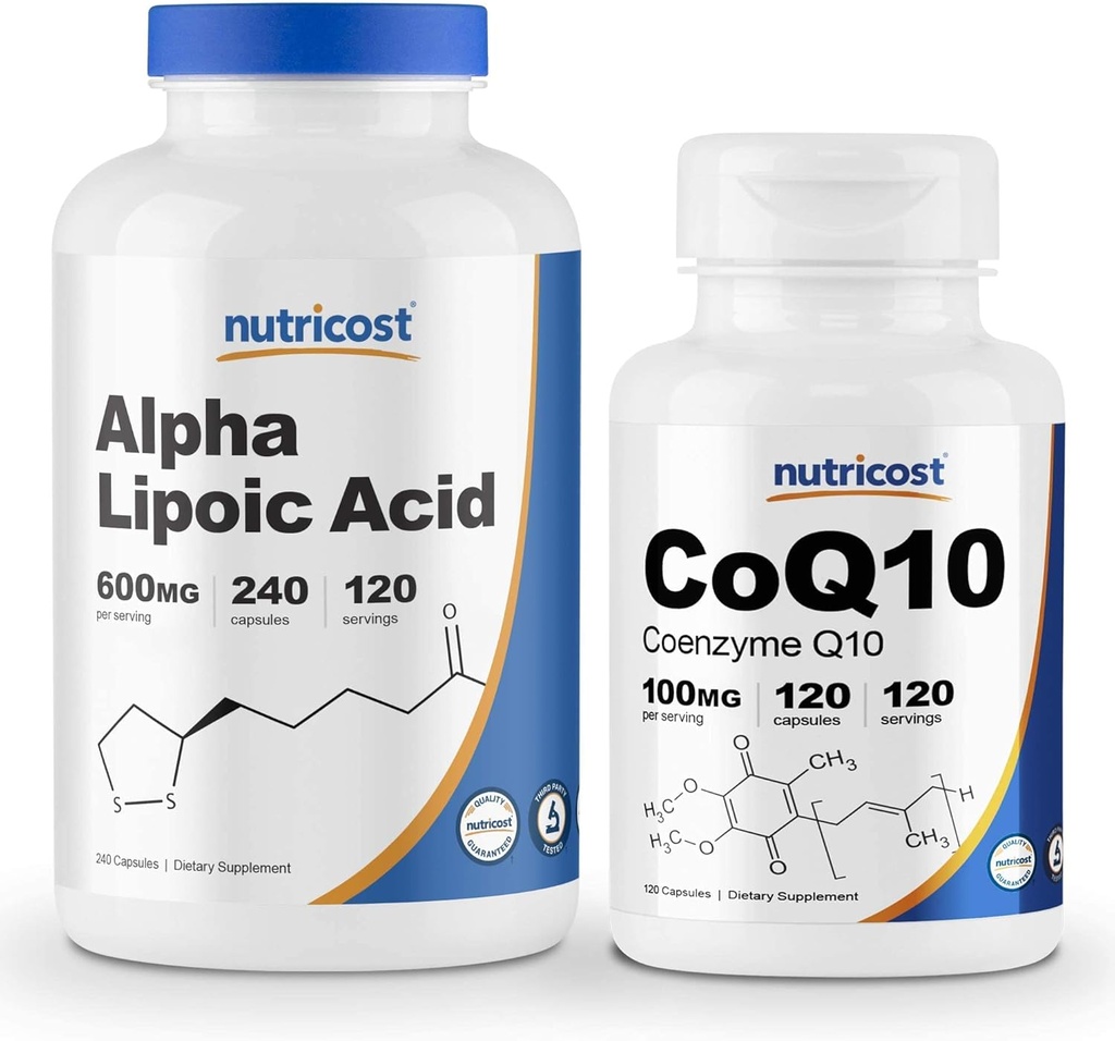 Nutricost Alpha Ácido Lipóico 600mg, 240 cápsulas CoQ10 100mg, 120 cápsulas
