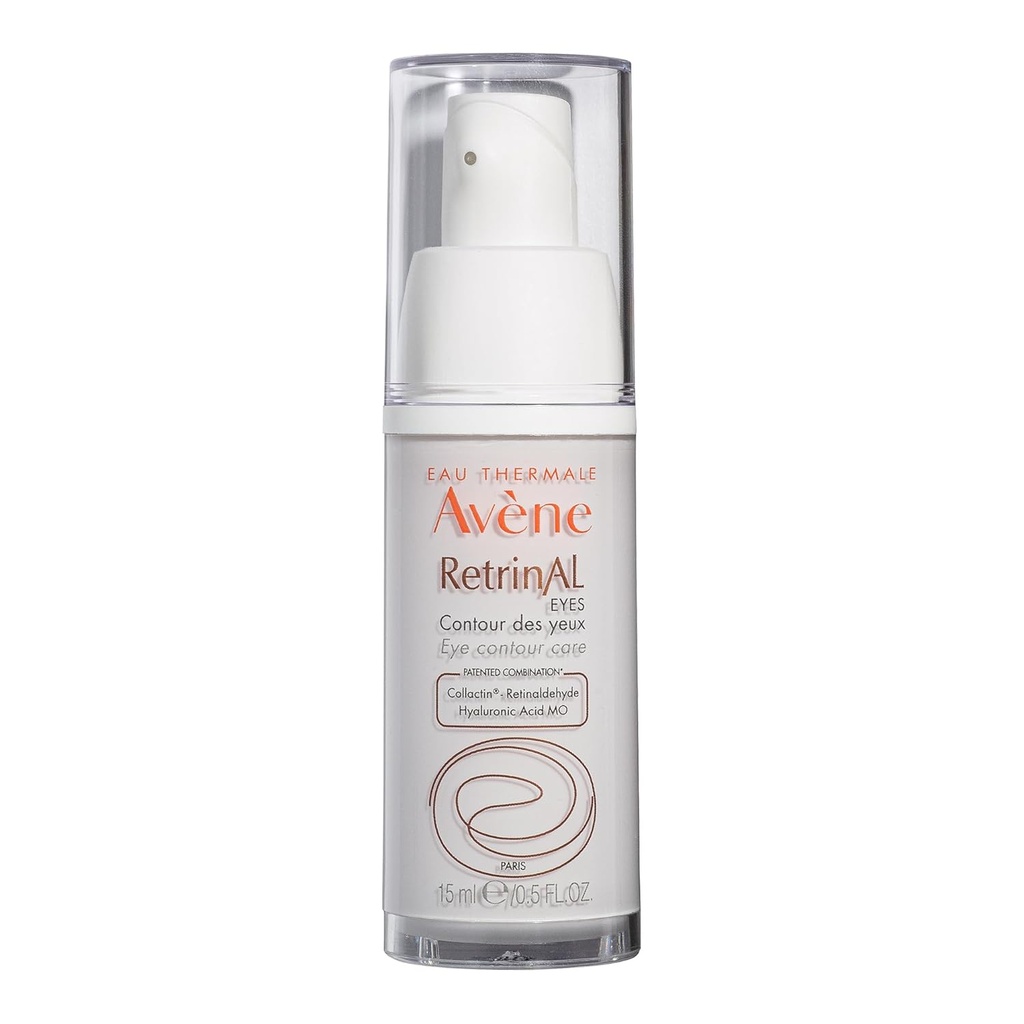 Avène Retrinal EYES Advanced 3-In-1 Eye Cream, Retinal eye cream, Powered by Retinaldeído & Ácido Hialurônico, Ajuda rugas suaves, minimiza o inchaço dos olhos e olheiras, creme ocular anti-envelhecimento
