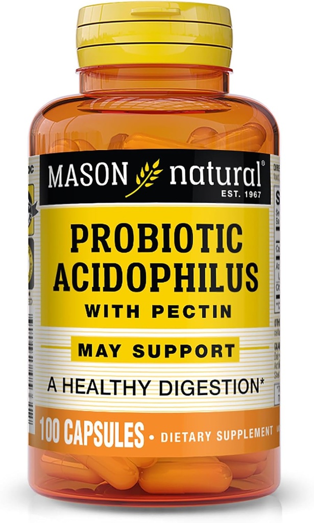 Mason Natural Acidophilus com cápsulas de pectina, Ajuda Digestiva - 100 Ea